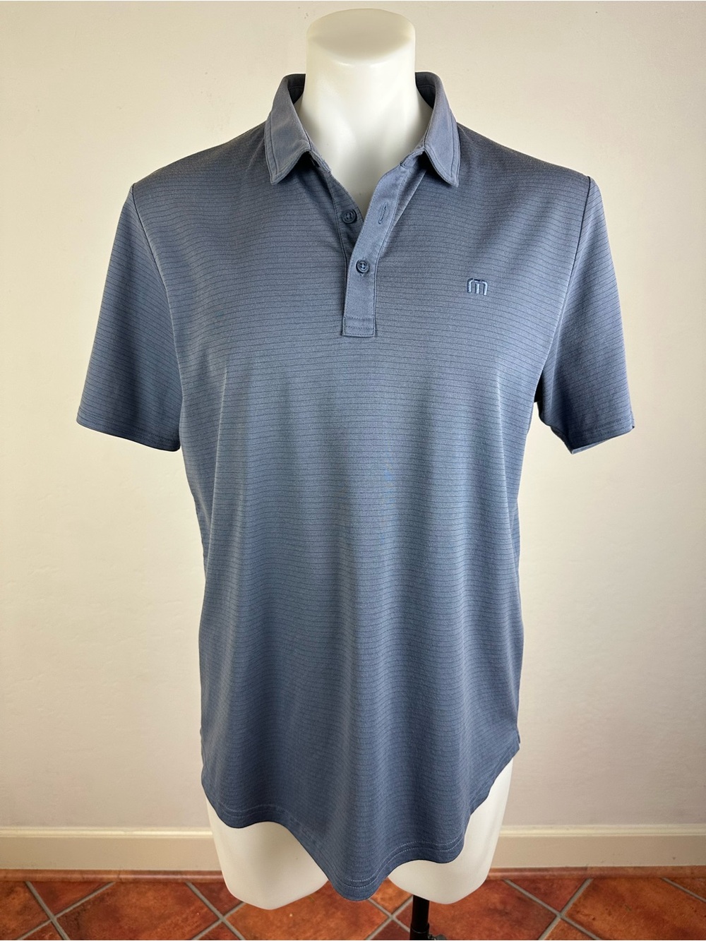 Travis Mathew Men's Performance Golf Polo in Slate Blue